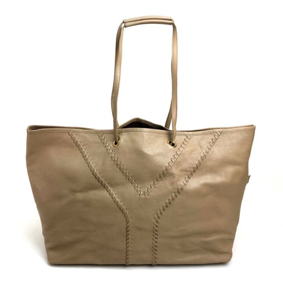 Yves Saint Laurent Handbags - YVES SAINT LAURENT Reversible Beige Gold Shoulder Tote Bag